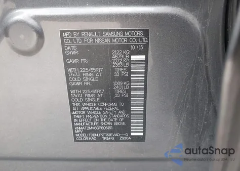 2016 Nissan Rogue S z USA, uszkodzony, nr VIN KNMAT2MV6GP606191